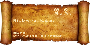 Miatovics Kabos névjegykártya